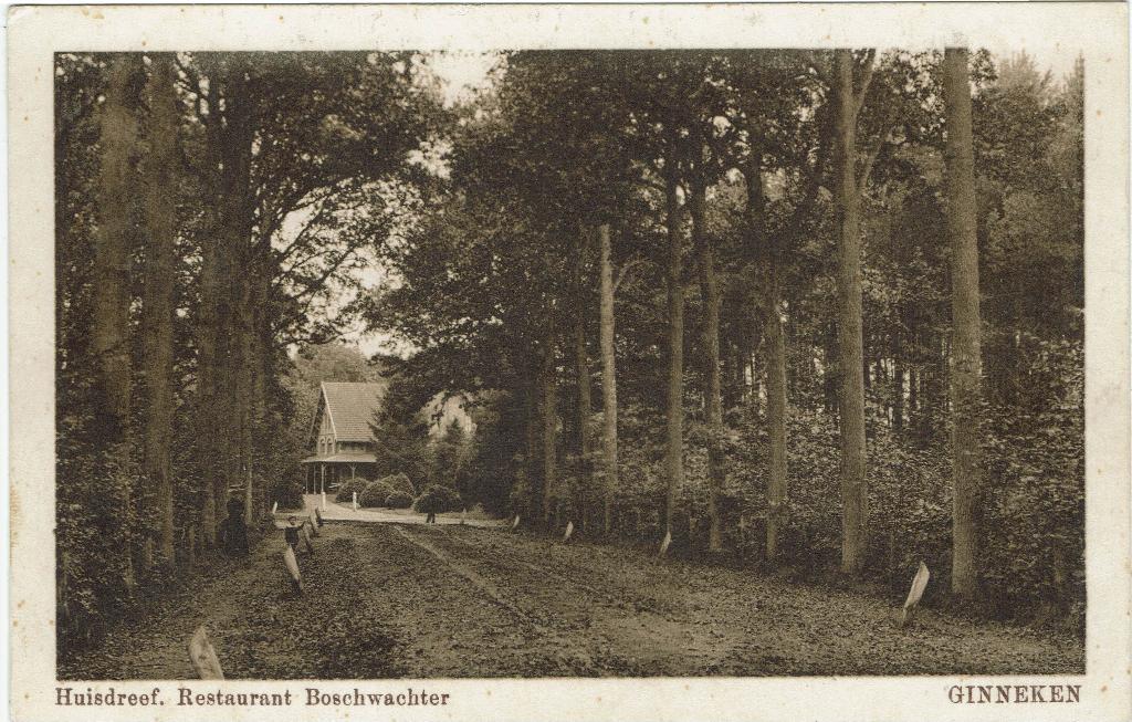 Ginneken – Huisdreef met Restaurant Boschwachter., Ophalen of Verzenden, 1920 tot 1940, Gelopen, Noord-Brabant