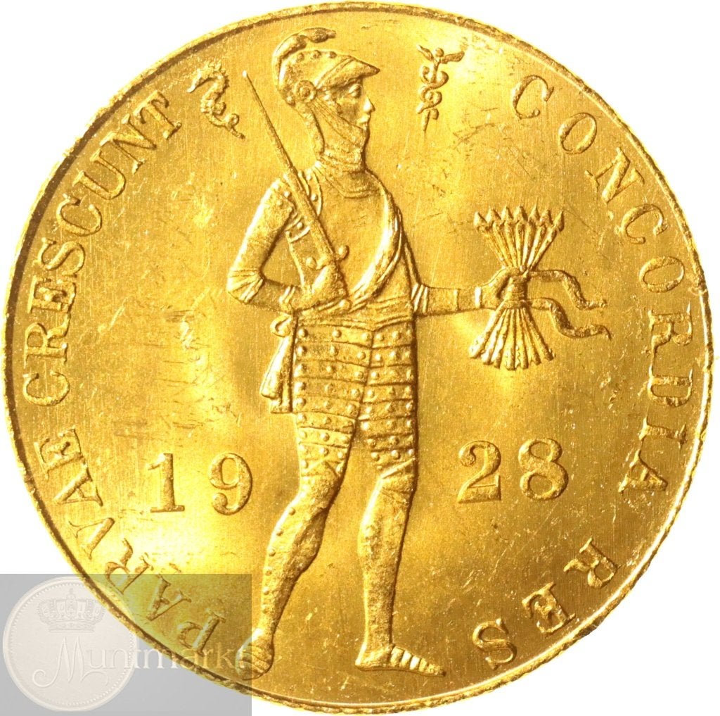 Nederland - Gouden dukaat 1928 (2), Ophalen of Verzenden, Koningin Wilhelmina, Overige waardes, Goud