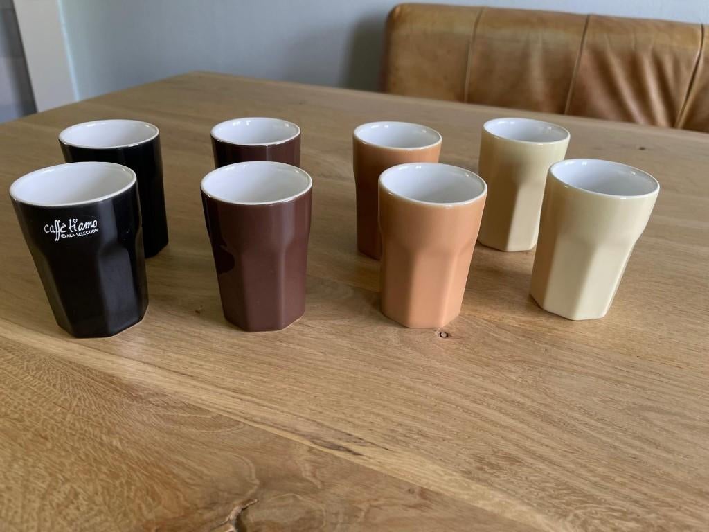 ASA Selection Cafe Tiamo espresso kopjes (8 stuks), Ophalen of Verzenden, Zo goed als nieuw, Overige stijlen, Kop(pen) en/of Schotel(s)