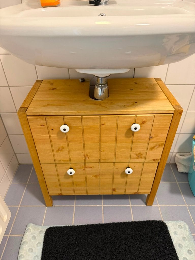 WASTAFEL KASTJE MASSIEF GRENEN  PORSELEINEN KNOPPEN, Ophalen, 50 tot 100 cm, Minder dan 100 cm, Grenenhout
