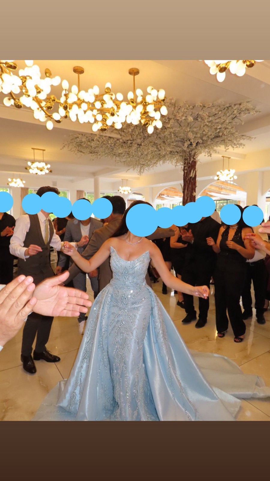 Verlovingsjurk lichtblauw, Ophalen, Zo goed als nieuw, Blauw, Trouwjurk
