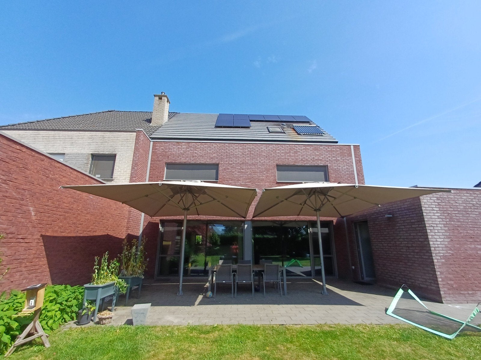 Parasols Pogessi 4x5m 2 stuks, Ophalen, Gebruikt, Meer dan 4 meter
