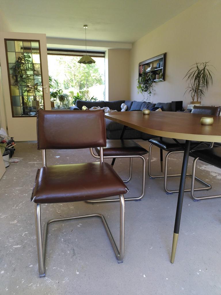 6 midcentury stoelen, Ophalen, Gebruikt, Bruin, Midcentury