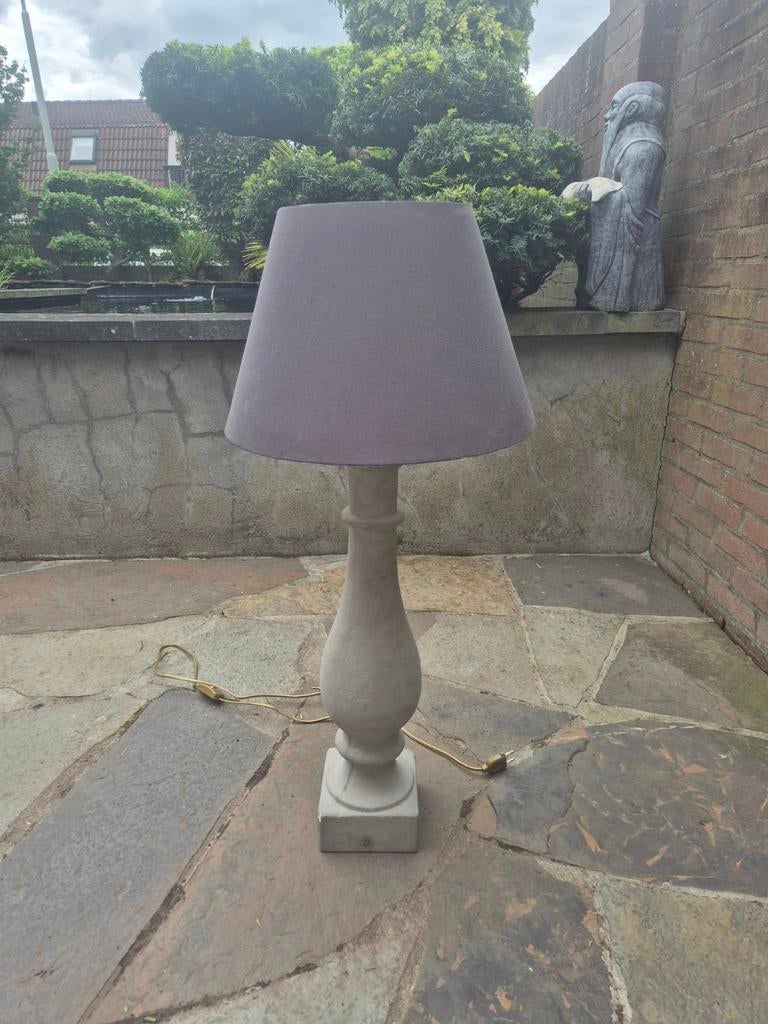 Stenen tafellamp met stoffen kap, Ophalen, Gebruikt, Klassiek, Sfeervol, 50 tot 75 cm