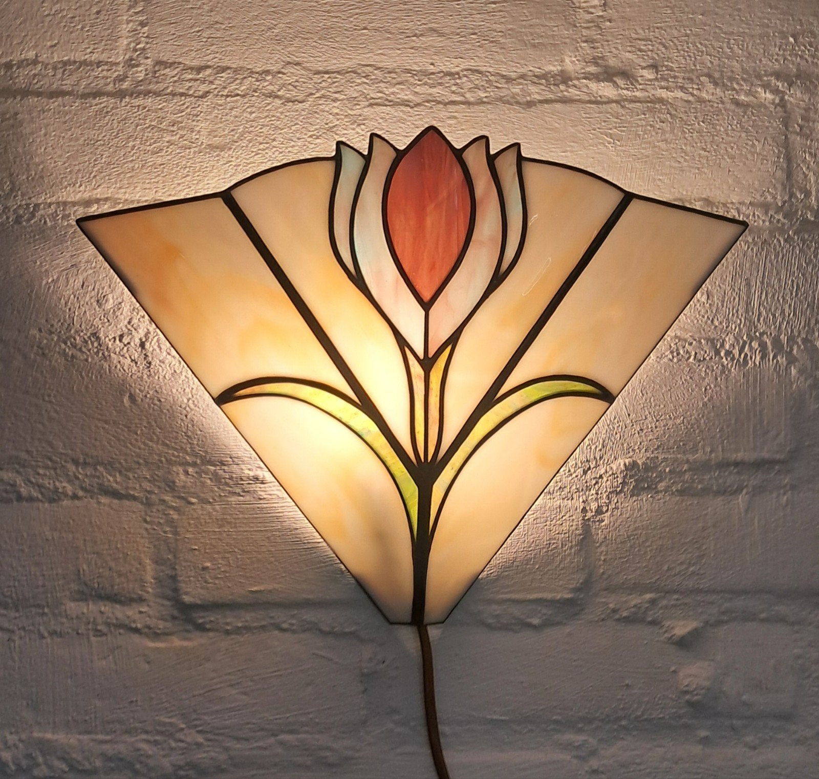 Tiffany Stijl Wandlamp met Bloemmotief, Antiek en Kunst, Antiek | Lampen, Ophalen