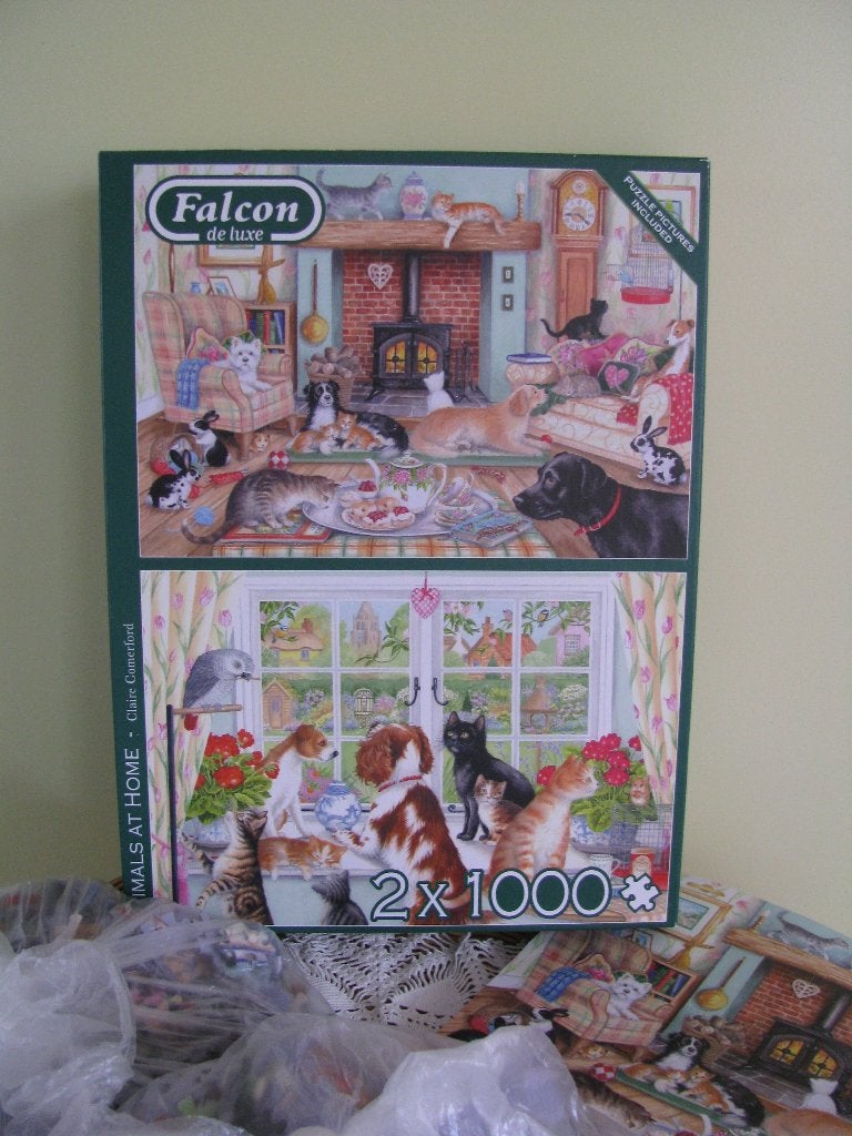 Falcon de Luxe * 🐶 😽 = 1 doos met 2 x puzzel van 1000 🧩 *, Ophalen of Verzenden, 500 t/m 1500 stukjes, Zo goed als nieuw, Legpuzzel