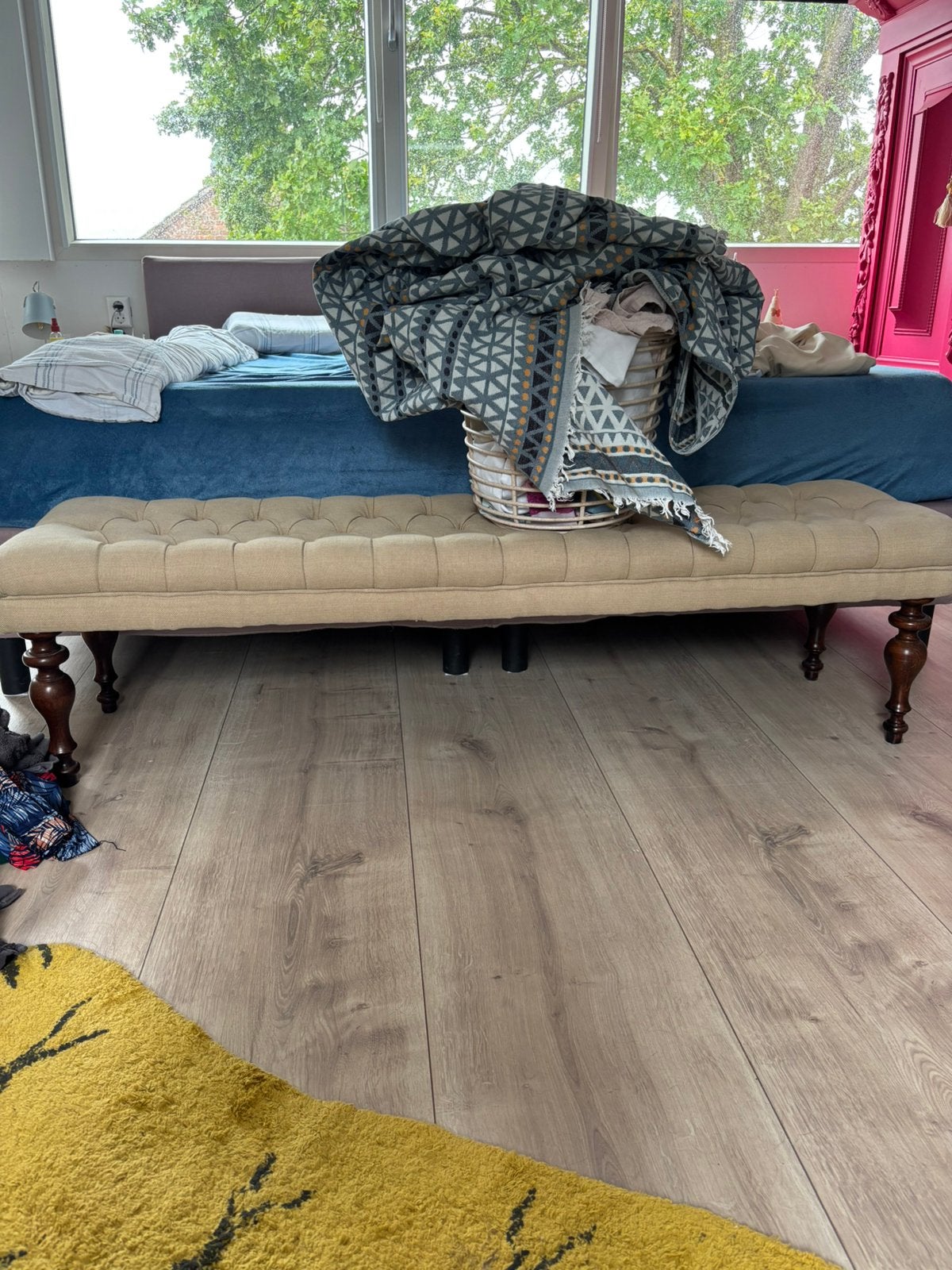 Klassiek bedbankje, Huis en Inrichting, Ophalen, Zo goed als nieuw, Tweepersoons, 140 cm