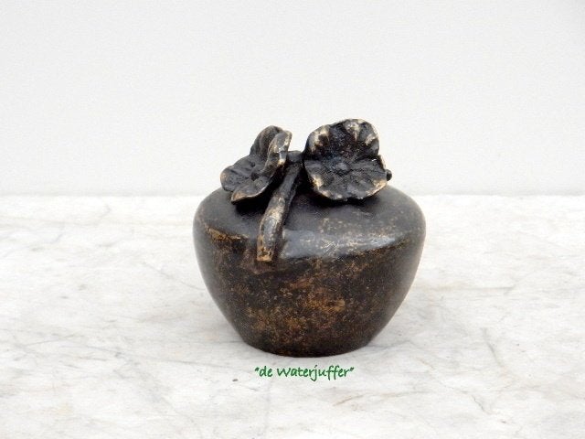 009* Bronzen urn viooltjes (Boven €75 geen verzendkosten), Ophalen of Verzenden, Nieuw, Overige materialen, Overige typen