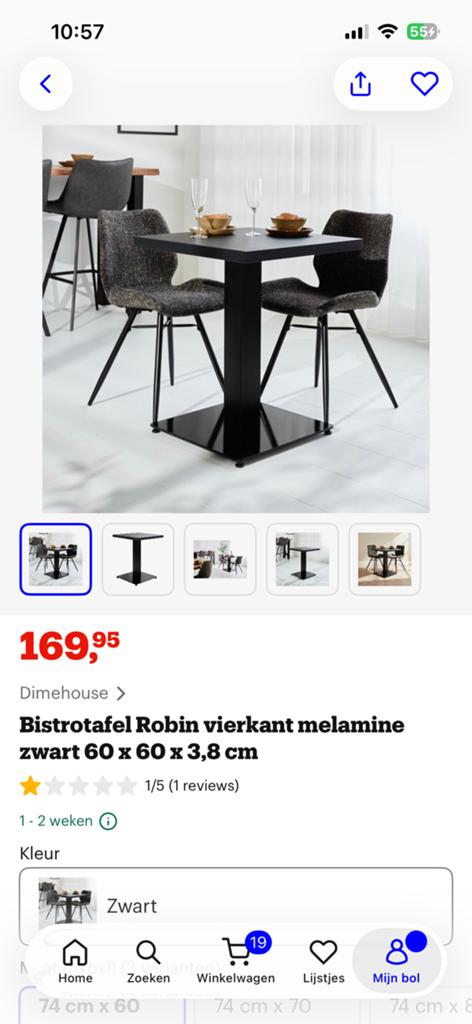 Tafel vierkant bistrotafel 2x, Huis en Inrichting, Ophalen, Zo goed als nieuw, Vierkant, 50 tot 100 cm