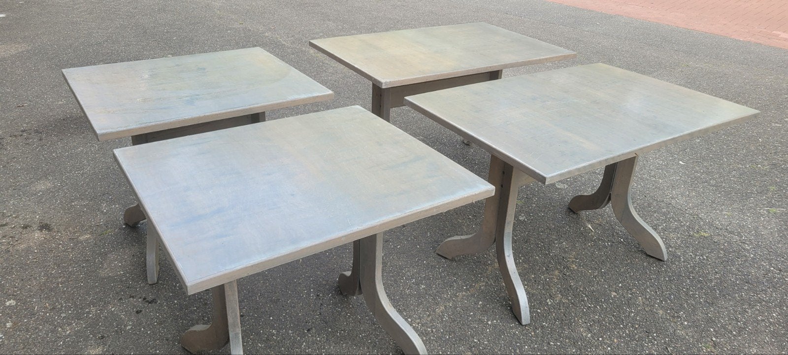 4 terrastafels - 2x 90x80x85cm, 2x 120x80x85cm, Ophalen, Gebruikt, Rechthoekig, Hout