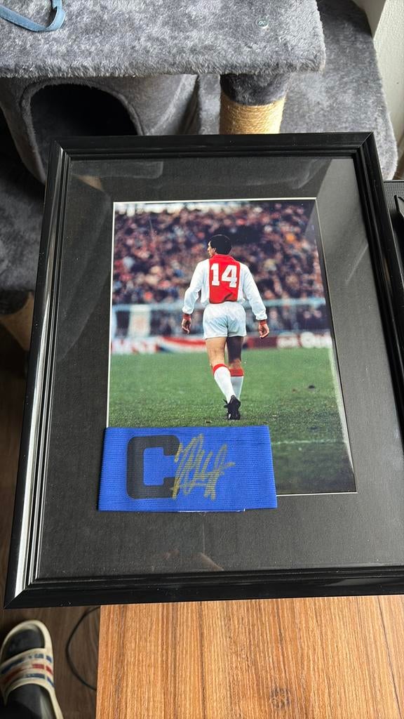Johan Cruijff aanvoerdersband, Verzamelen, Sportartikelen en Voetbal, Ophalen, Zo goed als nieuw, Ajax, Poster, Plaatje of Sticker