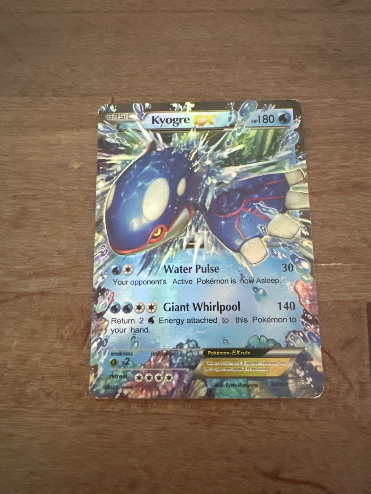 Kyogre EX Pokémon Kaart - HP 180, Ophalen of Verzenden, Gebruikt, Losse kaart