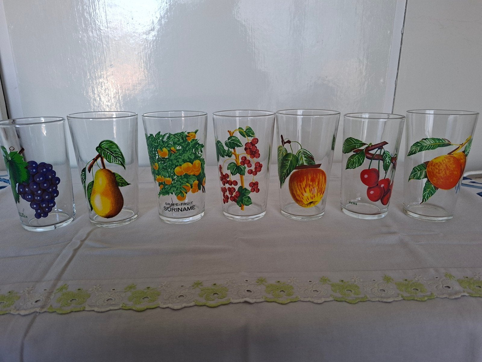 Vintage Fruitglazen Set - Reims, Frankrijk, Antiek en Kunst, Ophalen of Verzenden