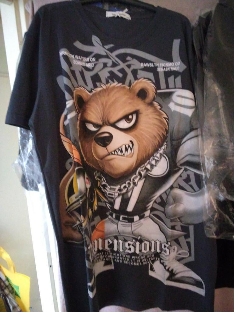 Stoer T-shirt met beerprint - Maat XL, Kleding | Heren, T-shirts, Onbekend, Zwart, Ophalen of Verzenden, Maat 56/58 (XL)