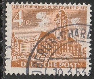 Berlijn 1949 43 Schöneberger Raadhuis 4p, Gest, Ophalen of Verzenden, Overige periodes, Gestempeld