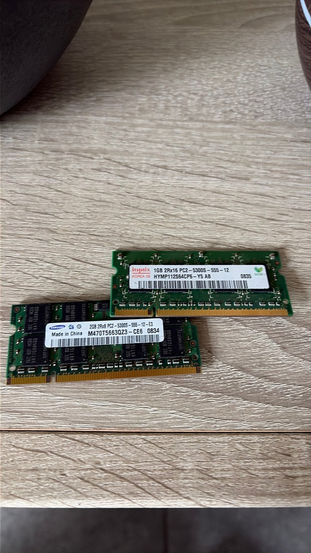 3GB DDR2 Laptop RAM – Samsung 2GB + Hynix 1GB, Computers en Software, Ophalen, Zo goed als nieuw, DDR2, Laptop