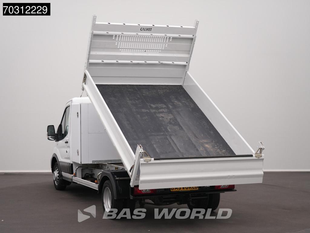 Ford Transit 170pk Kipper met Kist 3,5t Trekhaak Dubbellucht, Auto's, Stof, Euro 6, 4 cilinders, Wit
