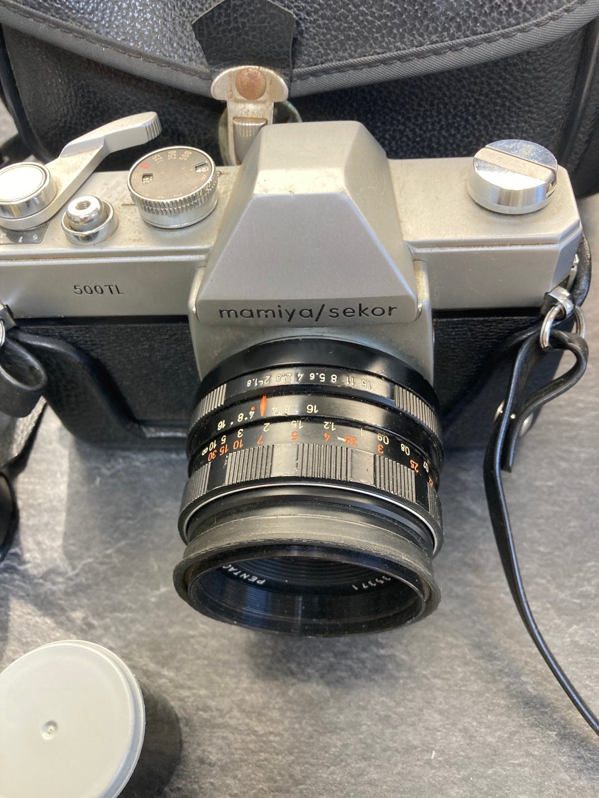 Mamiya/Sekor 500 TL Spiegelreflexcamera met accessoires, Ophalen of Verzenden, Niet werkend, Spiegelreflex, Overige Merken