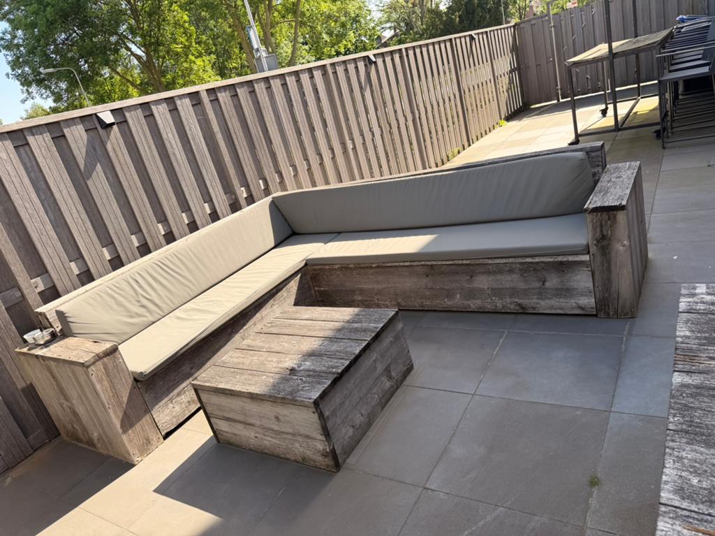 Loungeset hout inc kussen, Ophalen of Verzenden, Zo goed als nieuw, Hout