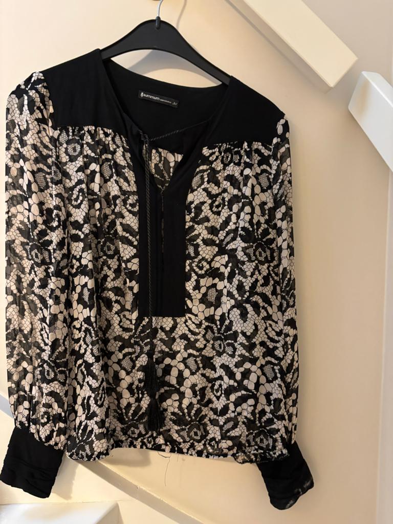 Summum Woman Blouse Zwart/creme Maat 36, Ophalen of Verzenden, Zo goed als nieuw, Maat 36 (S), Overige kleuren