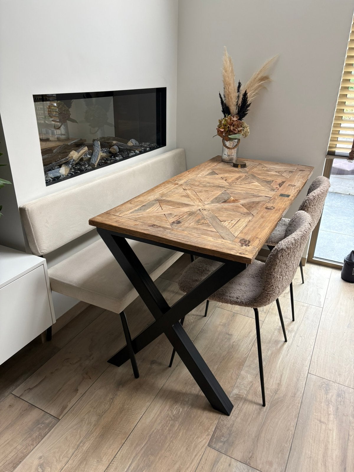 Eettafelblad riviera maison zwart kruisstalen onderstel, 100 tot 150 cm, 50 tot 100 cm, Zo goed als nieuw, Vijf personen of meer
