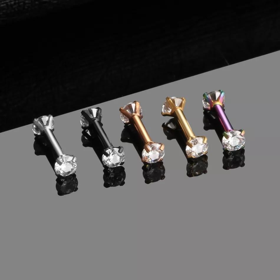 Nieuwe tragus, helix, oorpiercing. Dubbele steentjes., Ophalen of Verzenden, Zo goed als nieuw, Staal, Navelpiercing
