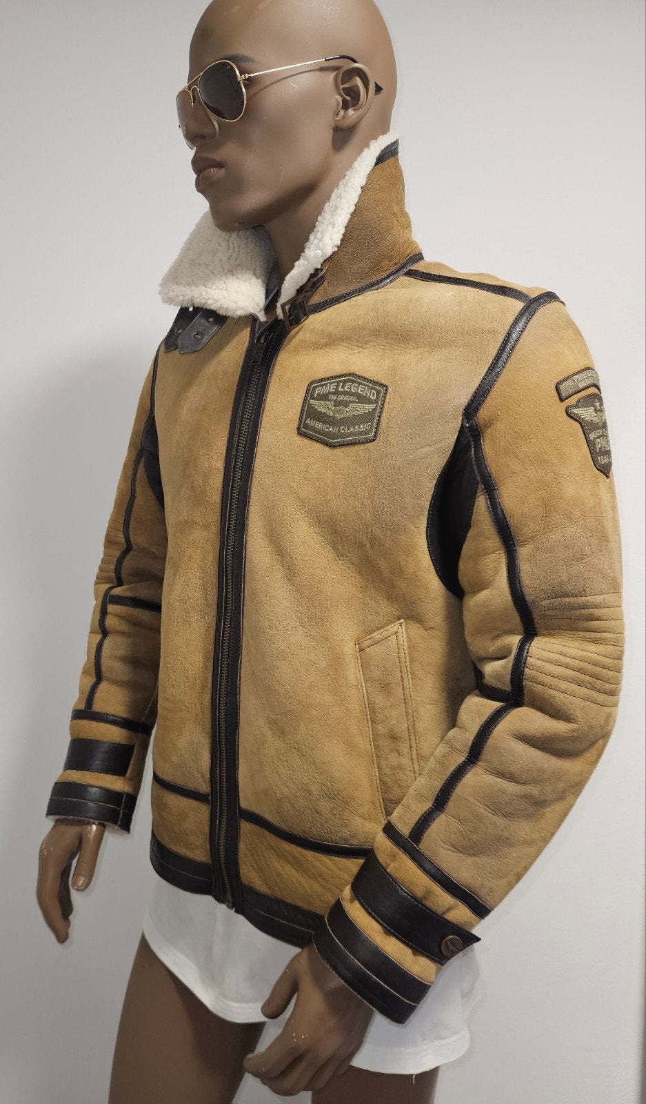 PME Legend prachtige sheep skin leren lammycoat jas (M)