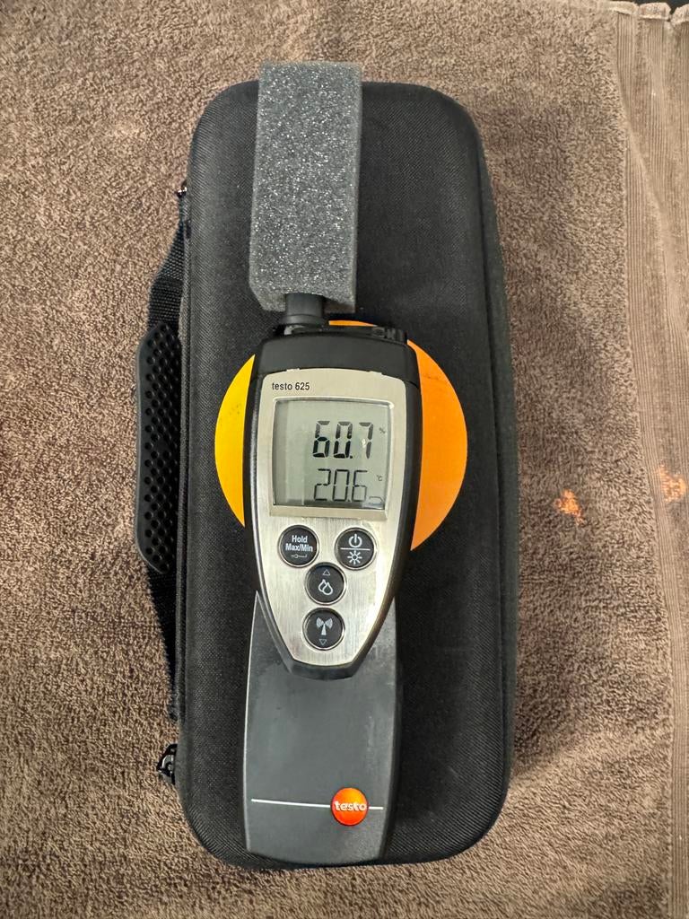 Testo 625 Temperatuur- en Vochtigheidsmeter met Fühler, Ophalen of Verzenden, Zo goed als nieuw, Temperatuur