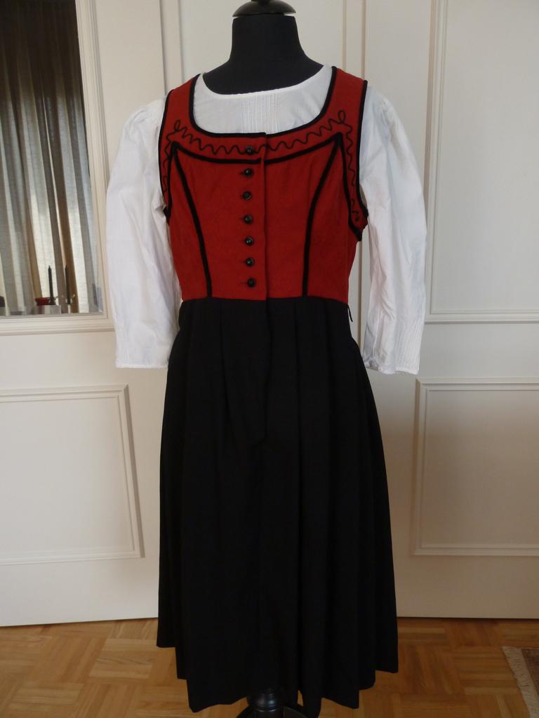Traditioneel handmade jurk, Dirndl, authentiek, Oktoberfest, Verzenden, Zwart, Knielengte, Maat 36 (S)