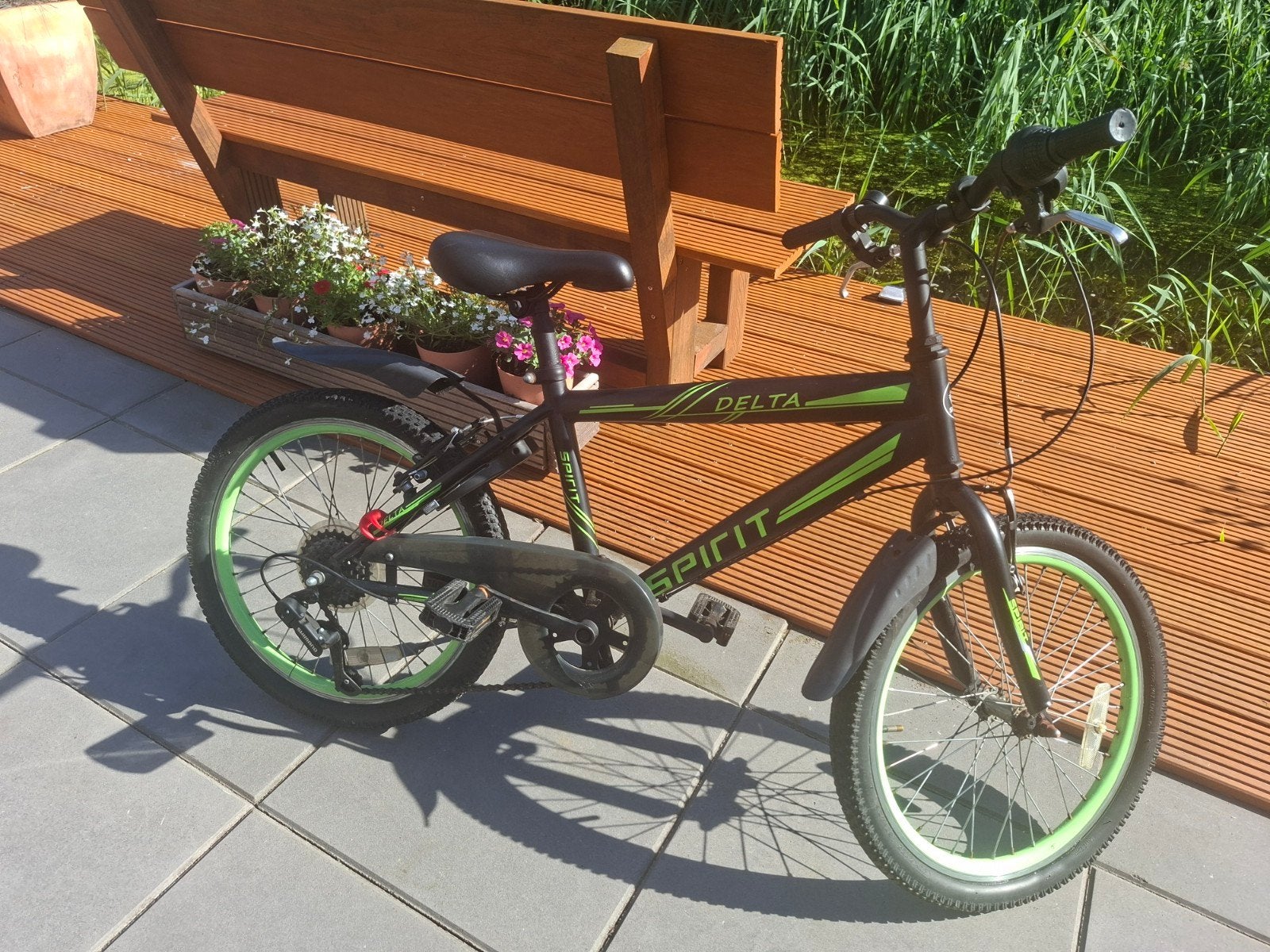Spirit Delta kinderfiets 18 inch - Zwart/Groen, Ophalen, Gebruikt, 16 tot 20 inch