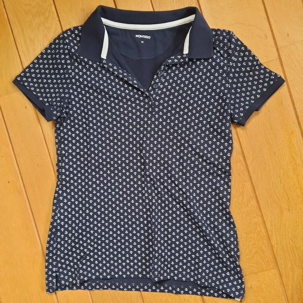 Montego polo t- shrt donker blauw ankers maat M, Blauw, Ophalen of Verzenden, Zo goed als nieuw, Korte mouw