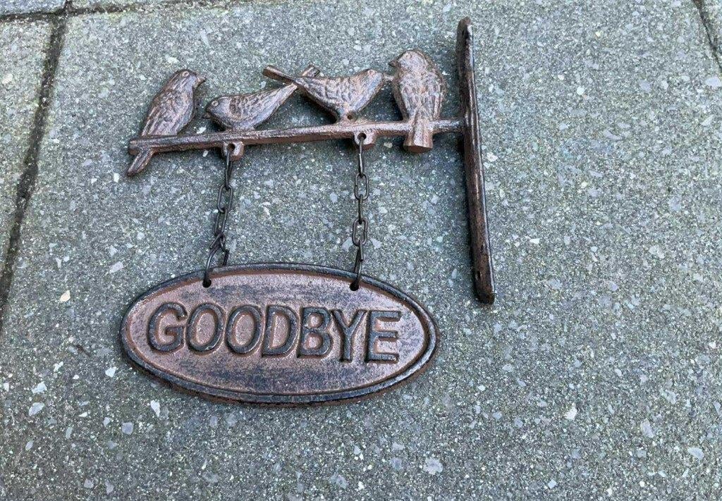 Gietijzeren Welcome/Goodbye bord, Ophalen