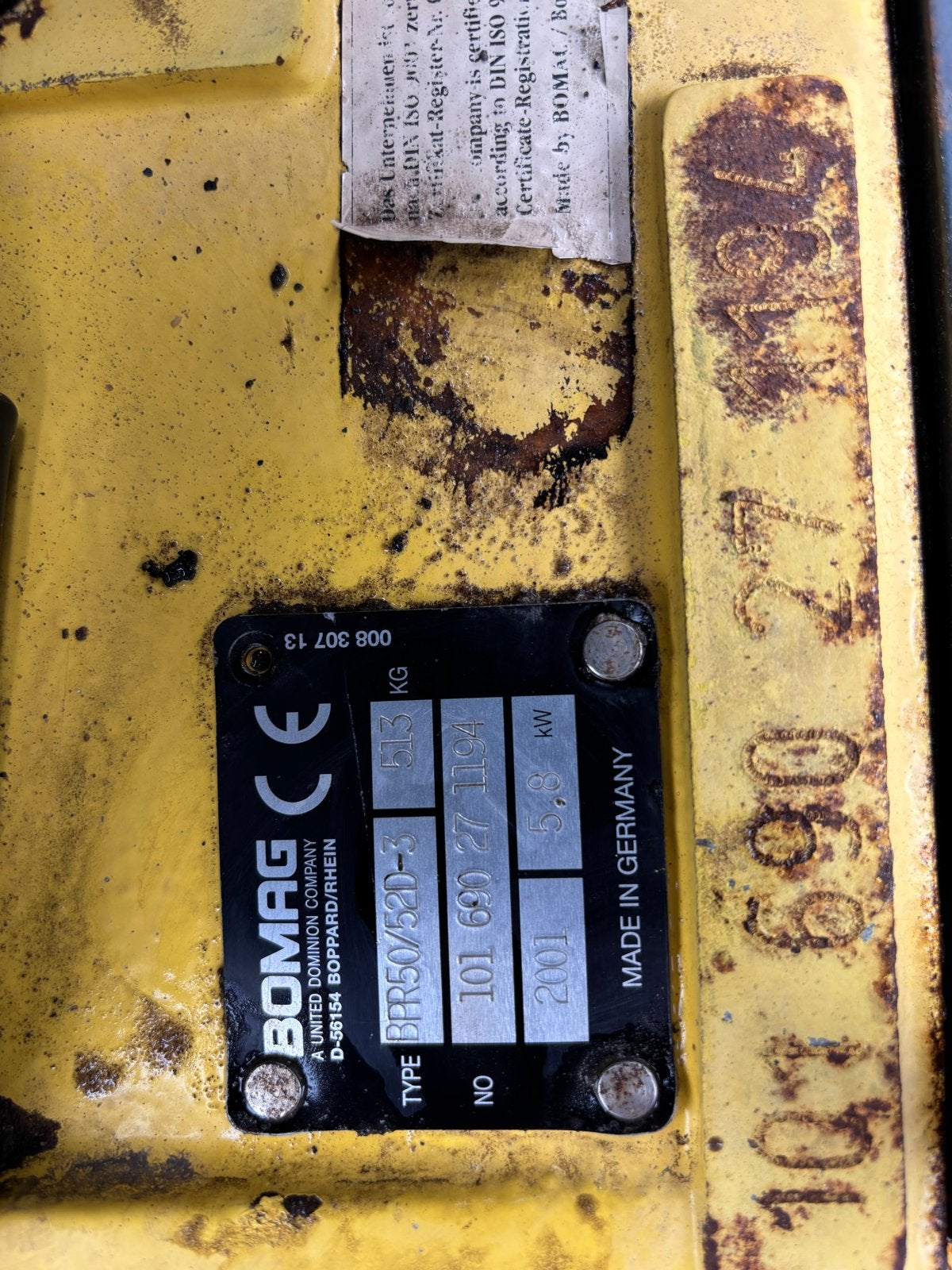 Bomag BPR 50/52D-3 Trilplaat - 2001, Ophalen, Gebruikt