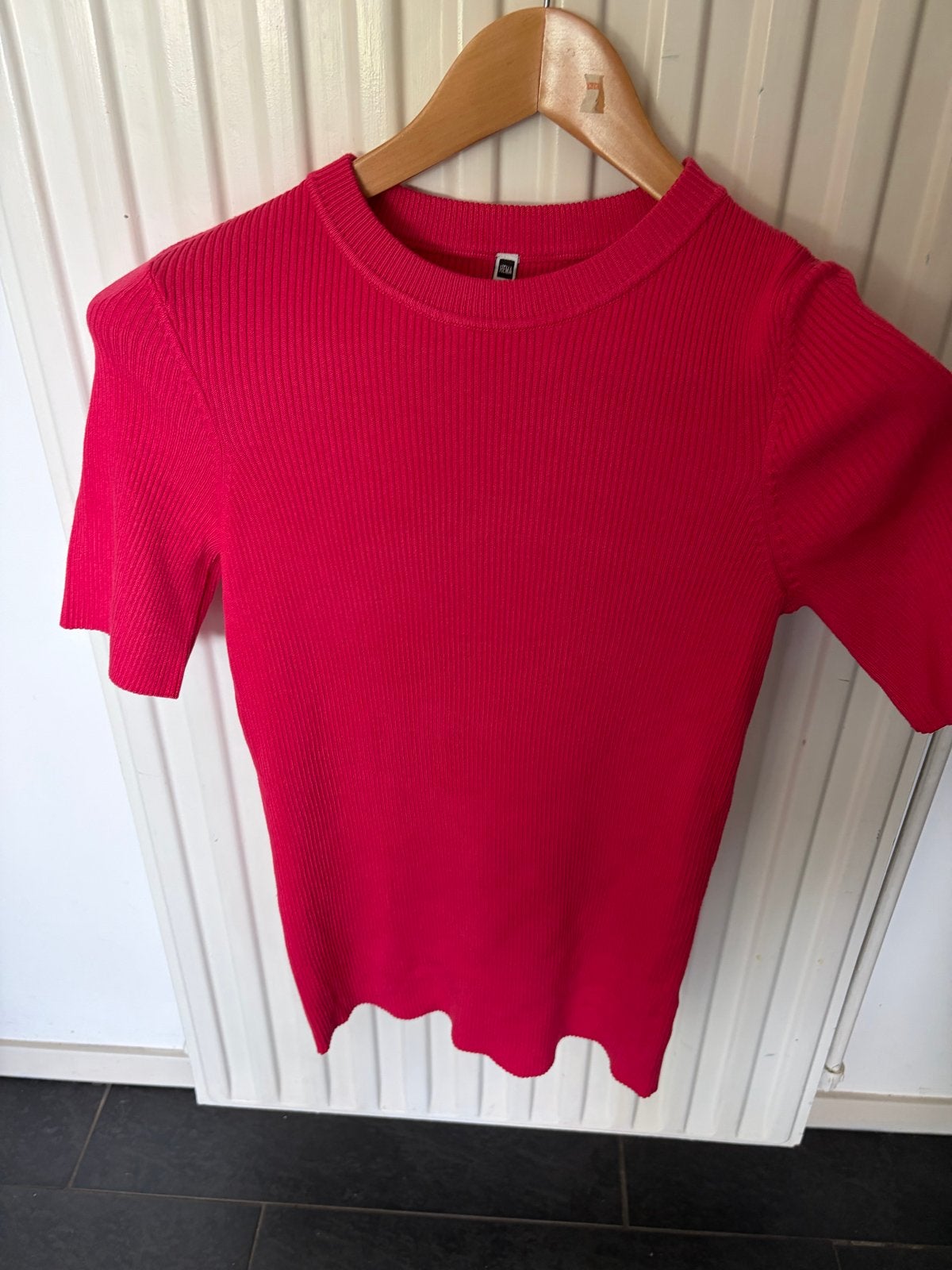 Hema roze ribgebreide top met korte mouwen, Maat 38/40 (M), Ophalen of Verzenden, Zo goed als nieuw, Korte mouw