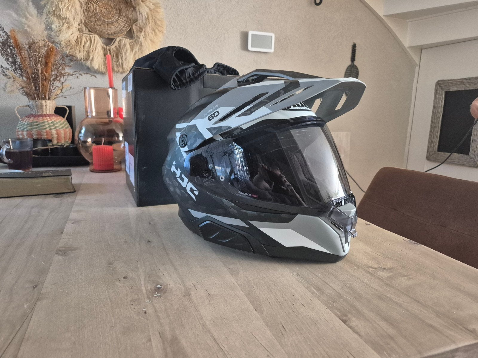 HJC RPHA 60 Dakar maat M, kleur grijs/wit/zwart, Ophalen, Tweedehands, Integraalhelm, HJC