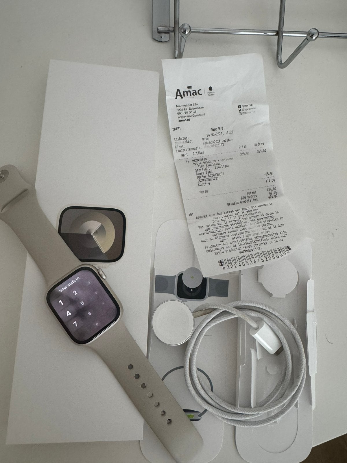 Apple watch 41 mm serie 9s 4G zo goed als nieuw, Ophalen, Zwart, IOS, Zo goed als nieuw