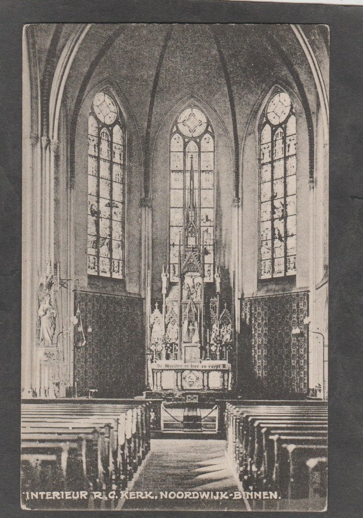 noordwijk binnen  interieur r.k.kerk, Ophalen of Verzenden, 1920 tot 1940, Ongelopen, Zuid-Holland