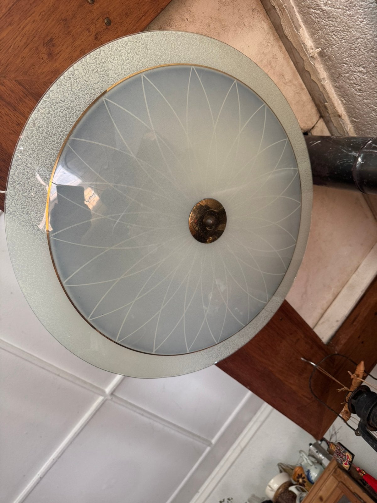 Hanglamp,fifties,sixties,Mid-Century,Plafondlamp,vintage, Huis en Inrichting, Gebruikt, Glas, E27 (groot), Fifties,sixties,Mid-Century