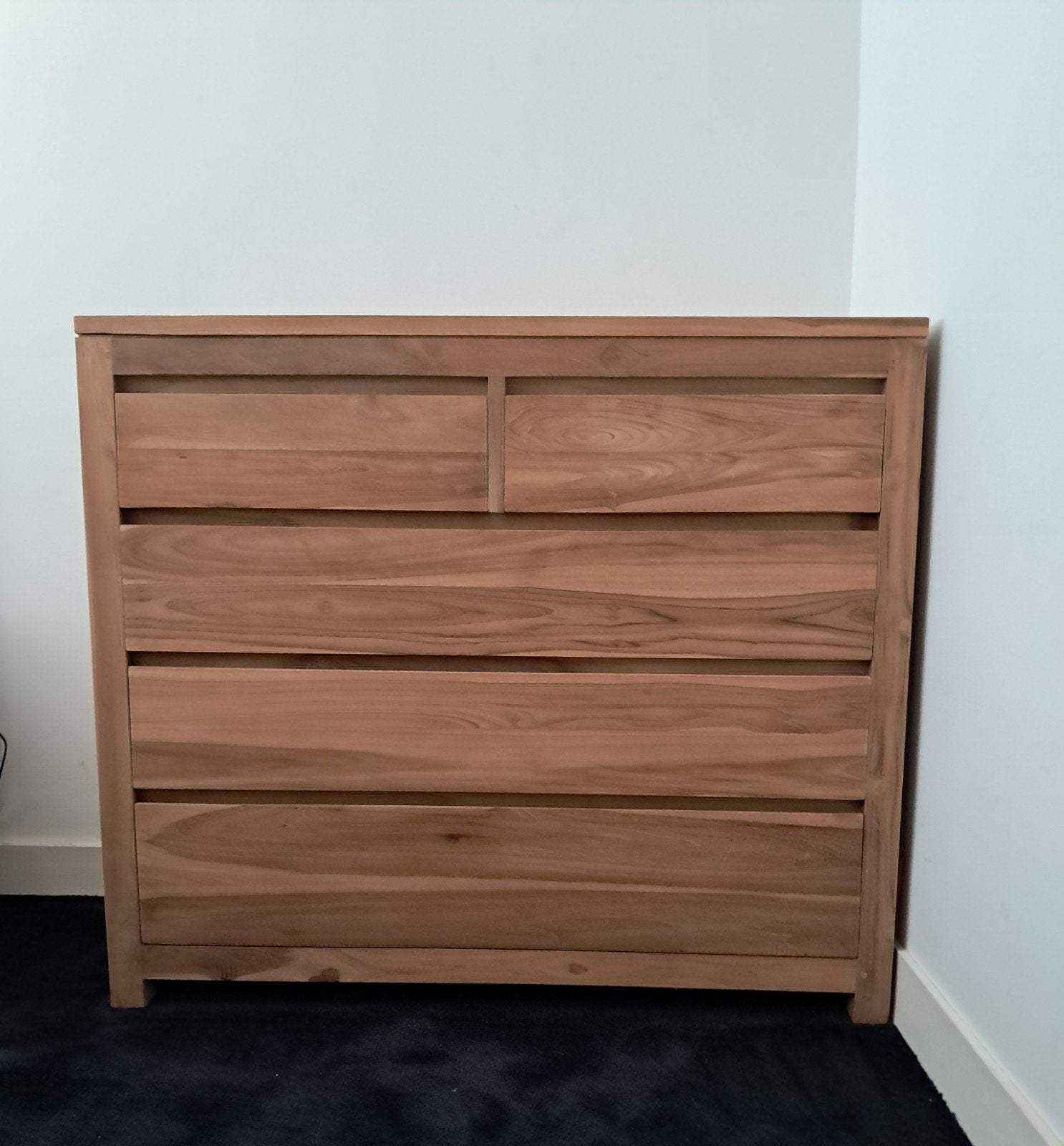 Kast Teakhout, Ophalen, 100 tot 150 cm, 5 laden of meer, Teakhout
