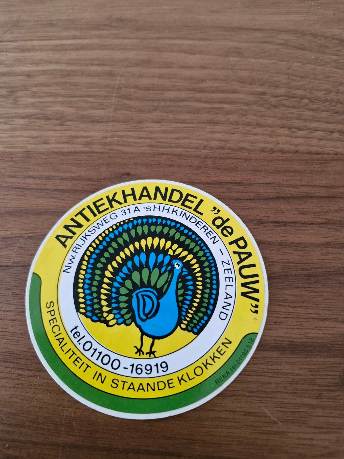 11324 Vintage Antiekhandel "de Pauw" Sticker - Zeeland, Ophalen of Verzenden, Gebruikt, Overige typen