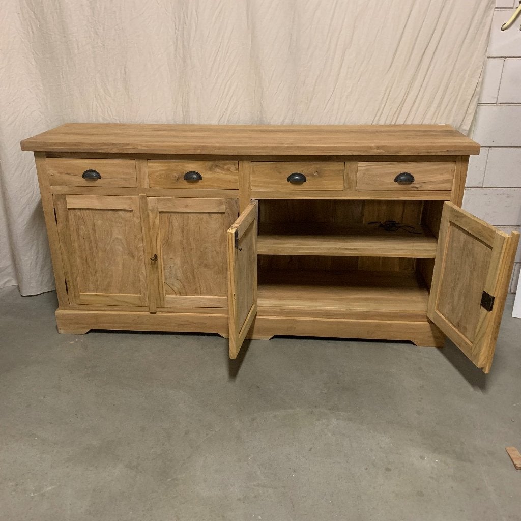 Dressoir - 4 deuren - teakhout - 180 cm - TTM Wonen, TTM Wonen, Meubels – (Perzische) Tapijten en Woonaccessoires, Met deur(en)