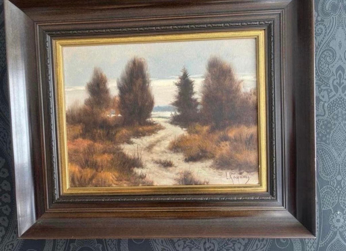 Schilderij L. Koopmans - Winterlandschap, Antiek en Kunst, Kunst | Schilderijen | Klassiek, Ophalen, Doek, Realistisch, Gesigneerd