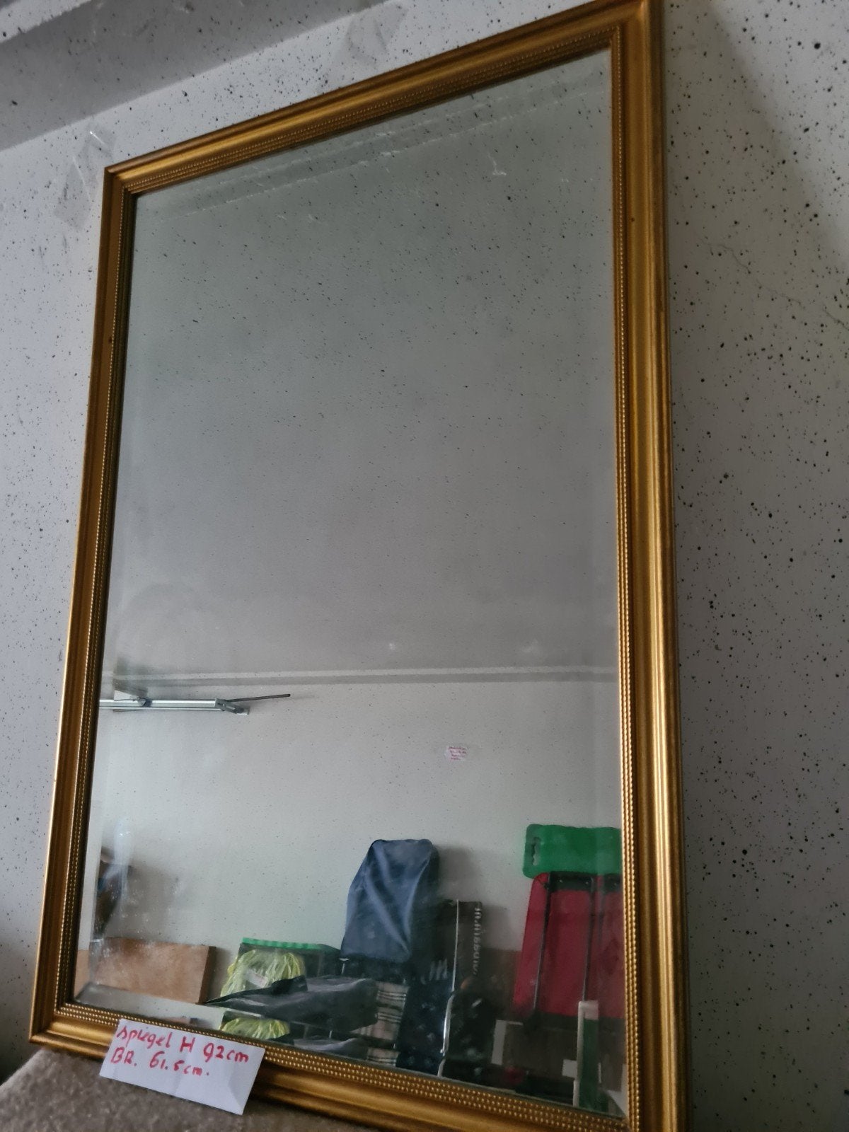 Gouden spiegel 92x61.5cm - Klassiek &elegant & facet 6, Ophalen, Rechthoekig, Minder dan 100 cm