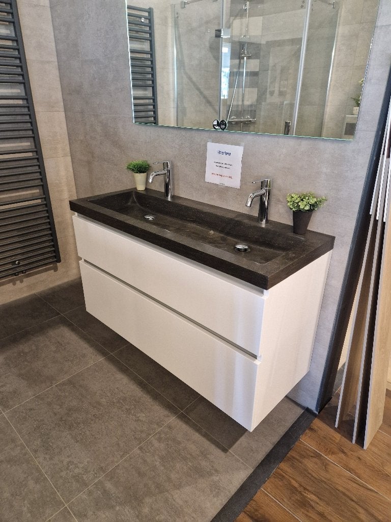 Badmeubel nieuw, 120cm, natuurstenen wastafel, showroommodel, Ophalen, 100 tot 150 cm, Nieuw, Minder dan 100 cm