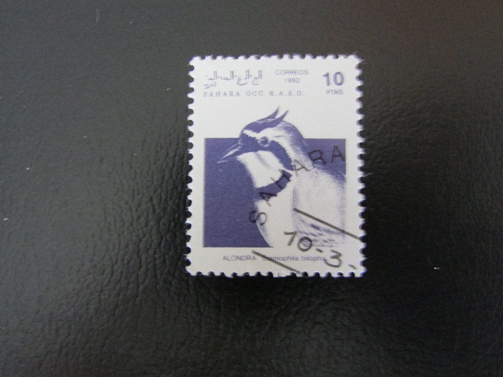 Postzegel Vogel: Temminck's Strandleeuwerik uit Sahara, Ophalen of Verzenden, Gestempeld, Dier of Natuur