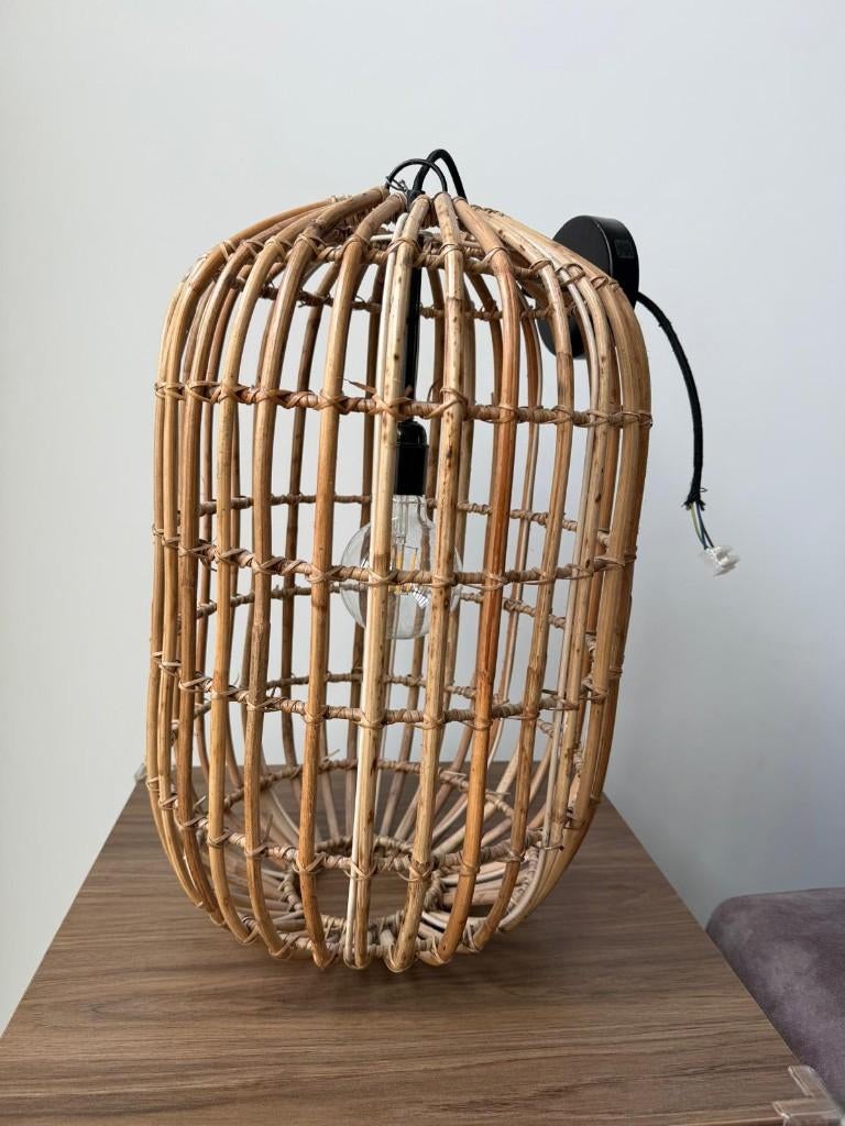Bamboe Hanglamp – Natuurlijke / Oriental – Ø35cm – H 50cm, Ophalen, Zo goed als nieuw, Overige materialen, Naturel - Bohemian - Scandinavisch - Oriental