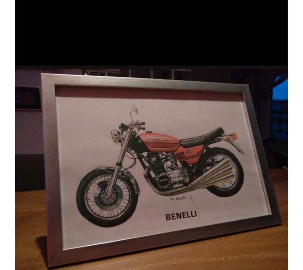 Poster Benelli Sei 750cc 6 Cylinder 1974, Ophalen of Verzenden, Auto's