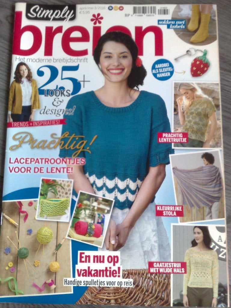 Simply Breien nr. 3 april / mei 2016, Hobby en Vrije tijd, Breien en Haken, Zo goed als nieuw, Breien, Patroon of Boek, Verzenden