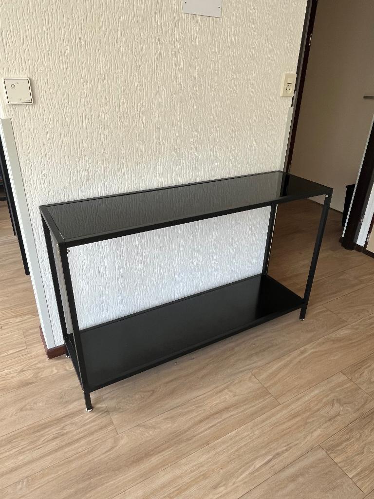 Wandtafel, gehard glas, zwart, Ophalen, 100 tot 150 cm, Glas, Zo goed als nieuw
