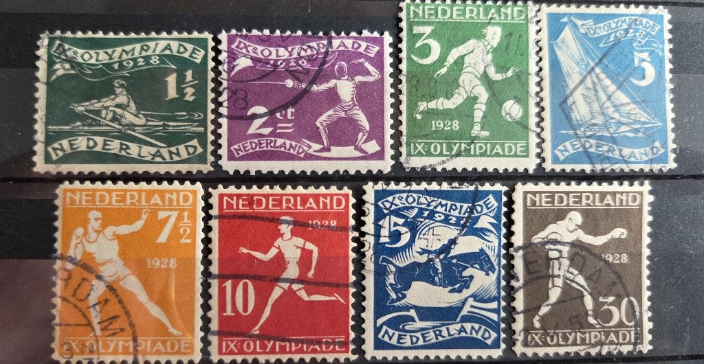 NVPH 212-219 gestempeld. Olympiade 1928 (3)., Verzenden, T/m 1940, Gestempeld